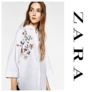 Oversized Embroidered Poplin Shirt